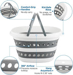 28L Collapsible Laundry Basket with Handle, Foldable Clothes Basket Laundry Hamper Plastic Storage Bin, Pop-Up Hamper for Dirty Clothes, Portable Storage Container Outdoor Camping Home RV Accessories