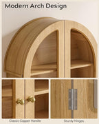 Modern Arched Wall Cabinet, Large Bathroom Medicine Wall Mounted Cupboard, Farmhouse Floating Storage Cabinet with Acrylic Door Adjustable Shelf, Wood Organizer (Natural Oak)