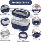 Electric Lunch Box Food Heater, 3 in 1 Ultra Quick Heated Lunch Boxes for Adults, 12V/24V/110V Portable Food Warmer for Car/Truck/Office With Fork Spoon and Insulated Carry Bag