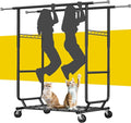 Raybee Clothes Rack Load 630LBS, Heavy Duty Clothes Rack, Rolling Clothing Racks for Hanging Clothes with Wheels, Adjustable & Commercial Garment Rack, 22" D x 75" W x 68" H, Black
