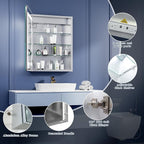 ExBrite LED Lighted Bathroom Medicine Cabinet with Mirror, 24 x 30 Inch, Recessed or Surface Mount, Anti-Fog, Stepless Dimming, Color Temperature Adjustment, 2 Outlets, Storage Shelves, Left Hinge