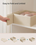 SONGMICS Drawer Organizers, Dresser Divider Organizers, Set of 12, Foldable Fabric Storage Boxes for Socks, Underwear, Bras, Ties, Scarves, Summer Sand URDZ006Y02