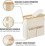 StorageWorks Toilet Paper Storage Baskets with Dual Flip Lids, Toilet Paper Organizer for Bathroom, Toilet Paper Container with Side Pocket, Holds 9 Mega or 12 Regular Rolls, Medium, Beige