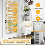Over the Door Organizer 5 Tiers,Extra Large Behind Door Storage of 10 Compartments,80 lbs Weight Capacity Over the Door Storage, Door Hanging Organizer for Closet, Diaper Organizer (Camel)
