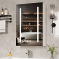 VINGLI 16Inch Medicine Cabinet with Lights, Lighted Medicine Cabinet with Mirror, Led Wall Mirror with Storage for Bathroom,Wall Mounted,3-Color Memory Mode Light，White,5.9" D x 15.75" W x 23.6" H
