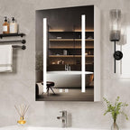 VINGLI 16Inch Medicine Cabinet with Lights, Lighted Medicine Cabinet with Mirror, Led Wall Mirror with Storage for Bathroom,Wall Mounted,3-Color Memory Mode Light，White,5.9" D x 15.75" W x 23.6" H