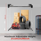 TBVECHI Overhead Garage Lifting Storage Rack, 4x4 Ft Heavy-Duty Metal Garage Ceiling Rack, Storage Organizer System with 96''L Adjustable Height, 250lbs Weight, Matte Black