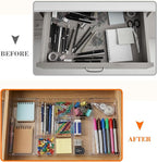 2 Pcs Large Expandable Acrylic Drawer Organizers, Grid Adjustable Drawer, Dividers Organizer for Desk, Makeup, Jewelry, Office, Kitchen Supplies (Transparent,11 Compartments)