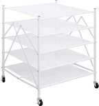 STORAGE MANIAC Sweater Drying Rack, Mesh Clothes Drying Rack, Stackable Laundry Drying Rack, Lay Flat Dryer for Delicates, Portable Dry Rack for Indoor or Outdoor, White, 5 Tier Foldable