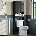 Over The Toilet Storage Cabinet, Over The Toilet Storage with Fluted Door Over The Toilet Cabinet with Adjustable Shelf Above The Toilet Storage Cabinet for Bathroom Organizer, Black