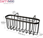 SWTYMIKI Sponge Holder for Kitchen Sink with Partition, Movable Kitchen Sink Caddy with Compact Size Stainless Steel Hanging Sink Sponge Caddy for Double Bowl Sinks, Black