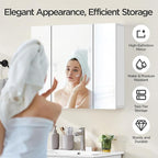 Yaheetech Bathroom Mirror Cabinet with 3 Doors, Wall Mounted Medicine Cabinet with Adjustable Shelf, Storage Cupboard for Living Room, Laundry Room, Mudroom, White