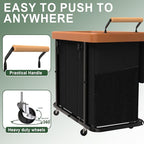 230L (60 Gal) Extra Large Fashion Laundry Sorter 3 Section with Lid, Rolling Laundry Basket Hamper with Handle, Laundry Organizer Storage Cart with Sturdy Metal Frame for Laundry Room, Hotel, Black