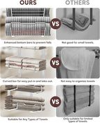 Hanging Towel Racks for Bathroom No Drill - Over The Door 6-Tier Bath Towel Storage Organizer for Small Bathrooms-Back Door Large Tiered Towel Holder Hanger for Rolled Towels RV Camper Silver
