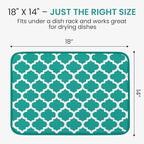 Dish Drying Mat - Microfiber Kitchen Counter Mat, Super Absorbent & Quick Dry Dish Drying Pad for Dishes, Utensils, Pots & Pans - Large Reversible Drying Mat for Kitchen Countertops, Coffee Bar, Green