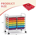 GOFLAME 12-Drawer Rolling Storage Cart, Multifunctional Art Craft Organizer Cart, Mobile Utility Storage Cart with Removable Drawers & Lockable Wheels, Craft Cart for Home Office School, Multicolored