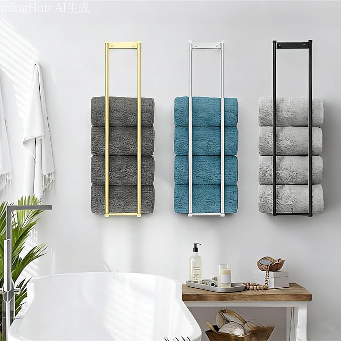 Bathroom Towel Storage Rack,28 Inch Stainless Steels Towel Racks for Bathroom, Wall Mounted Organizers and Storage Shelves for Bathroom,Brushed Silver