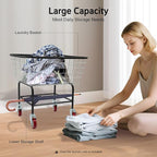 Heavy-Duty Wire Laundry Cart, 1.8 Bushel Rolling Laundry Basket with Wheels, Metal Commercial Wire Laundries Basket Cart for Clothes Storage and Organization (20 * 15.7 * 26in)