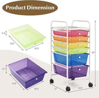 GOFLAME 6-Drawer Rolling Storage Cart, Multifunctional Art Craft Organizer Cart, Mobile Utility Storage Cart with Removable Drawers & Lockable Wheels, Craft Cart for Home Office, Rainbow