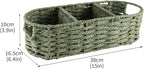 Over the Toilet Paper Organizer,Woven Wicker Storage Basket with Handle for Toilet Tank Top,3-Compartment Rope Toilets Paper Tray Organizer for Bedroom Living Room,Bathroom Toilets Roll Holder