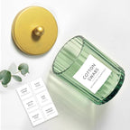 Amolliar Sage Green Glass Qtip Holder Dispenser, Bathroom Canister Apothecary Jar for Cotton Swabs, Cotton Balls, Round Pads, Floss Picks, Countertop Storage Organizer Container for Vanity,Gold 2 Pack