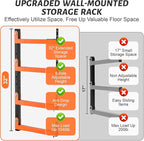32" Lumber Storage Rack, Upgrade Folding Lumber Rack Wall Mount, Heavy Duty Adjustable Metal 8 Level Wood Storage Rack for Garage Storage Organization, 4 Packs