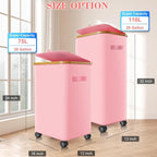 Laundry Hamper with Wheels,29 Gal (110L) Laundry Basket with lid Rolling Clothes Hamper Foldable Dirty Clothes Basket on wheels with Bamboo Frame and Bag for Bedroom, Dorm, Laundry Room-Pink