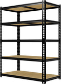 Heavy Duty Garage Storage Shelves, 3000 Lbs Capacity, 5-Tier Adjustable Storage Shelving Unit, 48" L x 24" W x 72" H Metal Shelving Racks for Kitchen Pantry Basement Bathroom Laundry