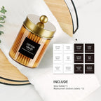3 Pack Apothecary Jar Canisters Bathroom Vanity Organizer - Qtip Holder Storage Organizer Set Countertop Canister with Stainless Steel Lids &Cute Stickers for Qtips,Cotton Swabs,Makeup Sponges,Floss