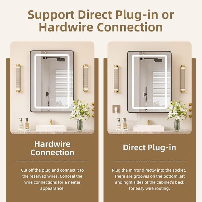 20x28 Medicine Cabinet with Mirror and Lights, Bathroom Mirror Cabinet with Memory Function, Anti-Fog, Surface Mount or Recessed Medicine Cabinet with Lights 3 Colors Dimmable
