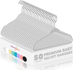 HOUSE DAY 11 Inch Velvet Baby Hangers 50 Pack Grey, Premium Kids Hangers for Children, Infant & Toddler Clothes, Durable Non Slip Small Baby Felt Hanger for Closet, Ideal for Everyday Use