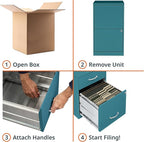 2 Drawer Locking Filing Cabinet | Pre-Assembled Steel Construction | Space-Saving Design is Perfect for Home and Small Office | Letter-Size | Assembled in North America
