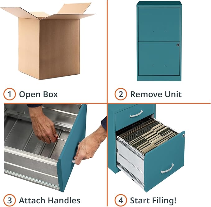 2 Drawer Locking Filing Cabinet | Pre-Assembled Steel Construction | Space-Saving Design is Perfect for Home and Small Office | Letter-Size | Assembled in North America