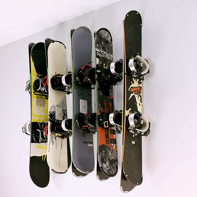 SafeRacks Wall Mounted Ski/Snowboard Rack - Includes 5 Storage Hooks