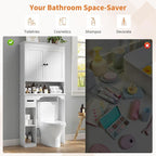 GAOMON Over The Toilet Storage Cabinet, Bathroom Shelf Organizer with Anti-Tip Device Small Freestanding Space Saver with Adjustable Shelf