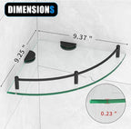 Glass Corner Shelf for Bathroom Corner Shelf, 3 Pack Tempered Glass Shelf with Electroplating Black Metal Rails，Suitable for Bathroom