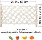 Hanging Fruit Hammock with Hooks, Hanging Fruit Basket Under the Kitchen Cabinet for Storing Banana Fruits, Hand-Woven Hanging Basket, Valentine's Gifts for Kitchen Décor, Rectangle