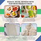 6-Pack Reusable Cotton Mesh Produce Bags Eco-Friendly Washable Fruit & Vegetable Storage Bags, Breathable Drawstring Grocery Bags for Shopping, Farmers Market, Bulk Food