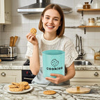 Blue Cookie Jars with Lids Airtight, 1.5 Gallons Cookie Tins, Large Cookie Jar for Kitchen Counter Decorative for Farmhouse, Christmas, and Gift Giving Cookie Storage Containers
