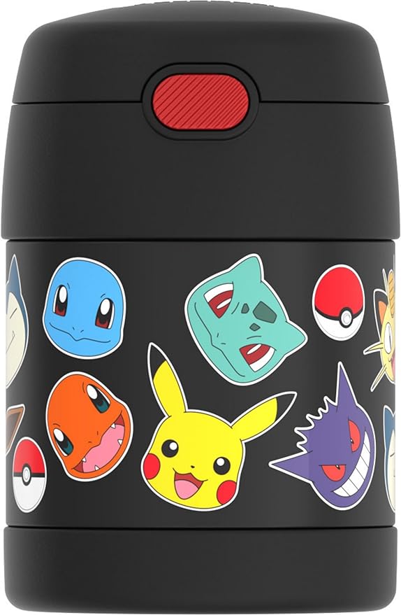 THERMOS FUNTAINER 10 Ounce Stainless Steel Vacuum Insulated Kids Food Jar with Spoon, POKEMON (Pack of 6)