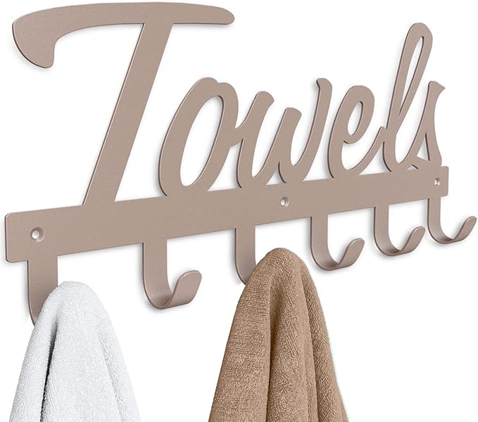 Livelab Towel Rack, Bathroom Towel Racks, 6 Hooks Bronze Towel Holder for Bathroom Wall Mounted Space Saving, Waterproof Rustproof Easy Install Towel Hanger to Hang Your Towels, Robes, Clothing