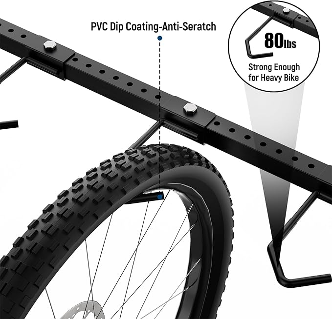 sogiv Freestanding Vertical Bike Storage Stand, Heavy Duty 5-Bike Capacity Floor Rack for Garage & Indoor, Space-Saving Bicycle Organizer
