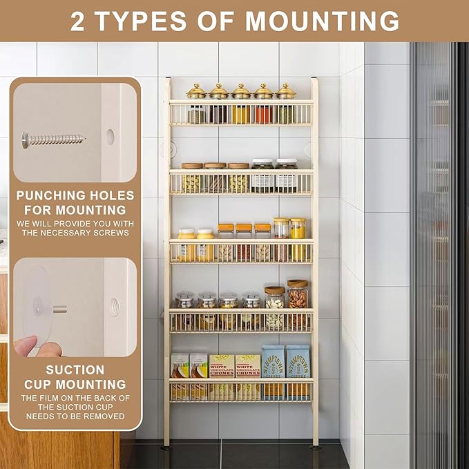Behind The Door Bathroom Shelf Narrow 5-Tier, Slim Space-Saving Storage Shelf, Freestanding Narrow Shelving Unit for Bathroom, Kitchen, Closet and Laundry Room