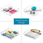 iDesign Plastic Makeup Drawer Organizer Tray - Vanity Organizer or Desk Drawer Organizer - Set of 2 - Clear
