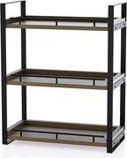 Bathroom Counter Organizer, 3 Tier Wood Countertop Shelf for Vanity, Skincare, Makeup, Kitchen Coffee and Sink Storage, with Durable Metal Bracket (Dark Brown)