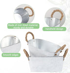 3 Packs Rustic Metal Storage Basket for Toilet Tank Top Bathroom Decoration Toilet Paper Organizing Bin Box with Handle