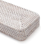 Rattan Bathroom Vanity Tray, Toilet Tank Tray, Toilet Basket Tank Topper, Bathroom Basket for Organizing and Decor (Whitewash, 10.2" x 4.9" x 1.6")