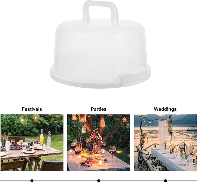 Hemoton Reusable Cake Box 9.84X8.26X5.11 Inch Portable Cake Carrier with Lid and Handle for Bread Storage and Transport