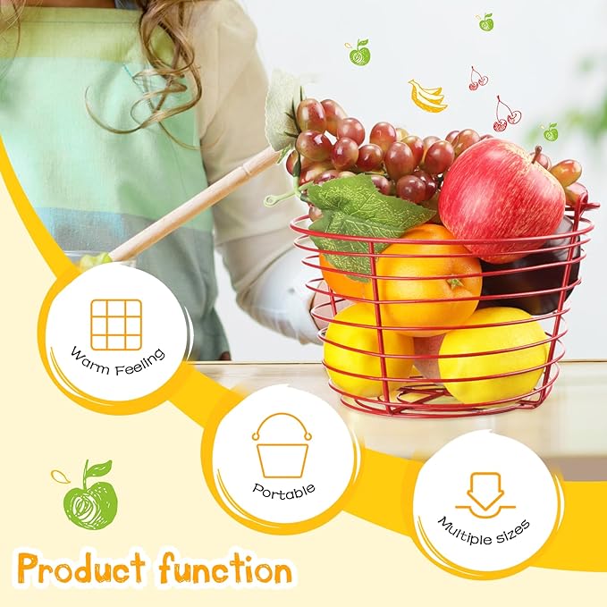 4 Pieces Egg Baskets for Collecting Fresh Eggs with Handle Chicken Wire Egg Basket Metal Storage Basket for Gathering Transporting Eggs Fruit Food Farmhouse Kitchen Decoration 4 Size(Red)