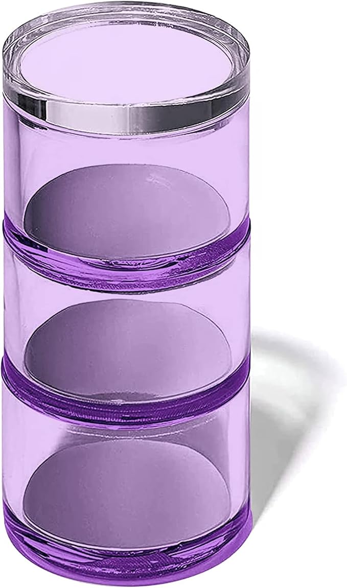 OfficeGoods 3-Tier Stackable Acrylic Holder- Stylish Desk Organizer and Storage for Office or Home – Transparent Round Design, Purple with Silver Metal Base